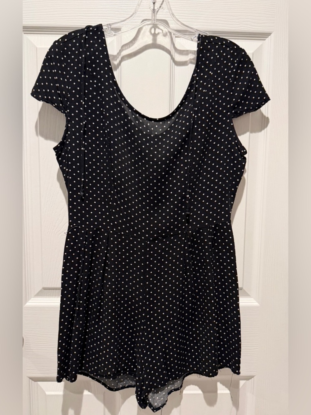 Adam Levine Black Polka Dot Scoop Neck Romper